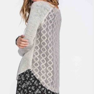 Marled Grey Sweater with Lace Back
